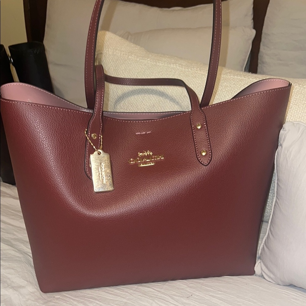 Coach Burgundy Leather Tote Bag